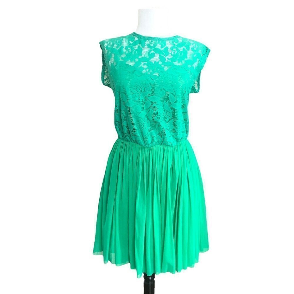 New ASOS Kelly Green Lace Mini Dress size 6 - Picture 3 of 12